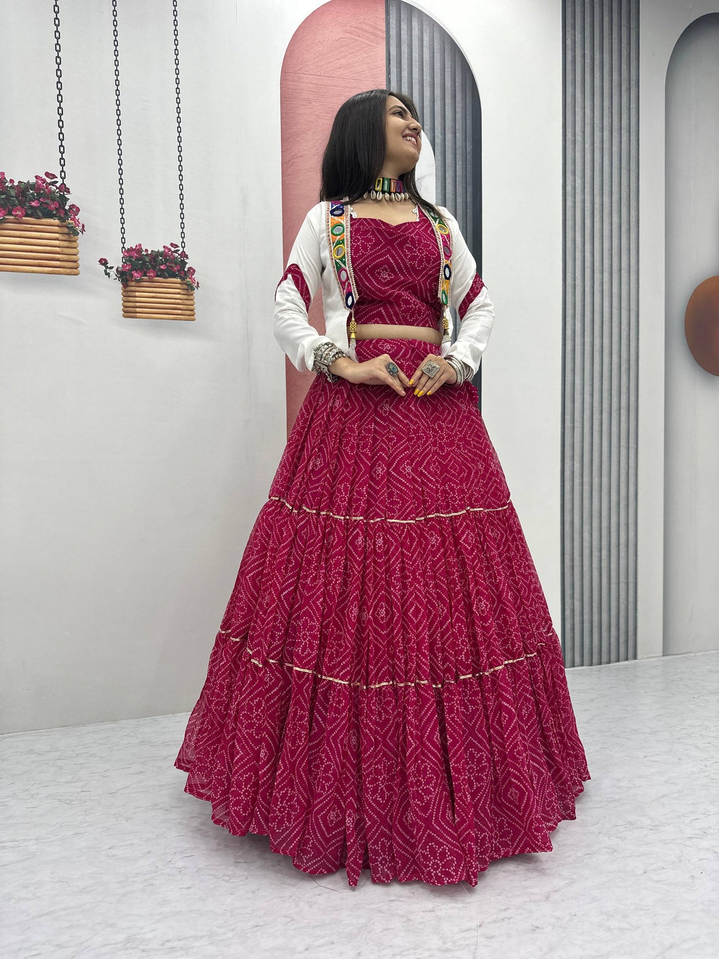 Avni in Bandhani Beauty Pink Lehenga Choli