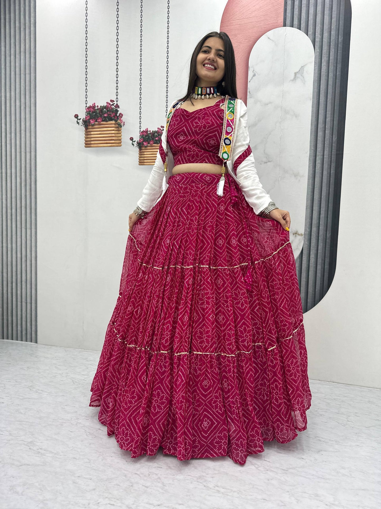 Avni in Bandhani Beauty Pink Lehenga Choli