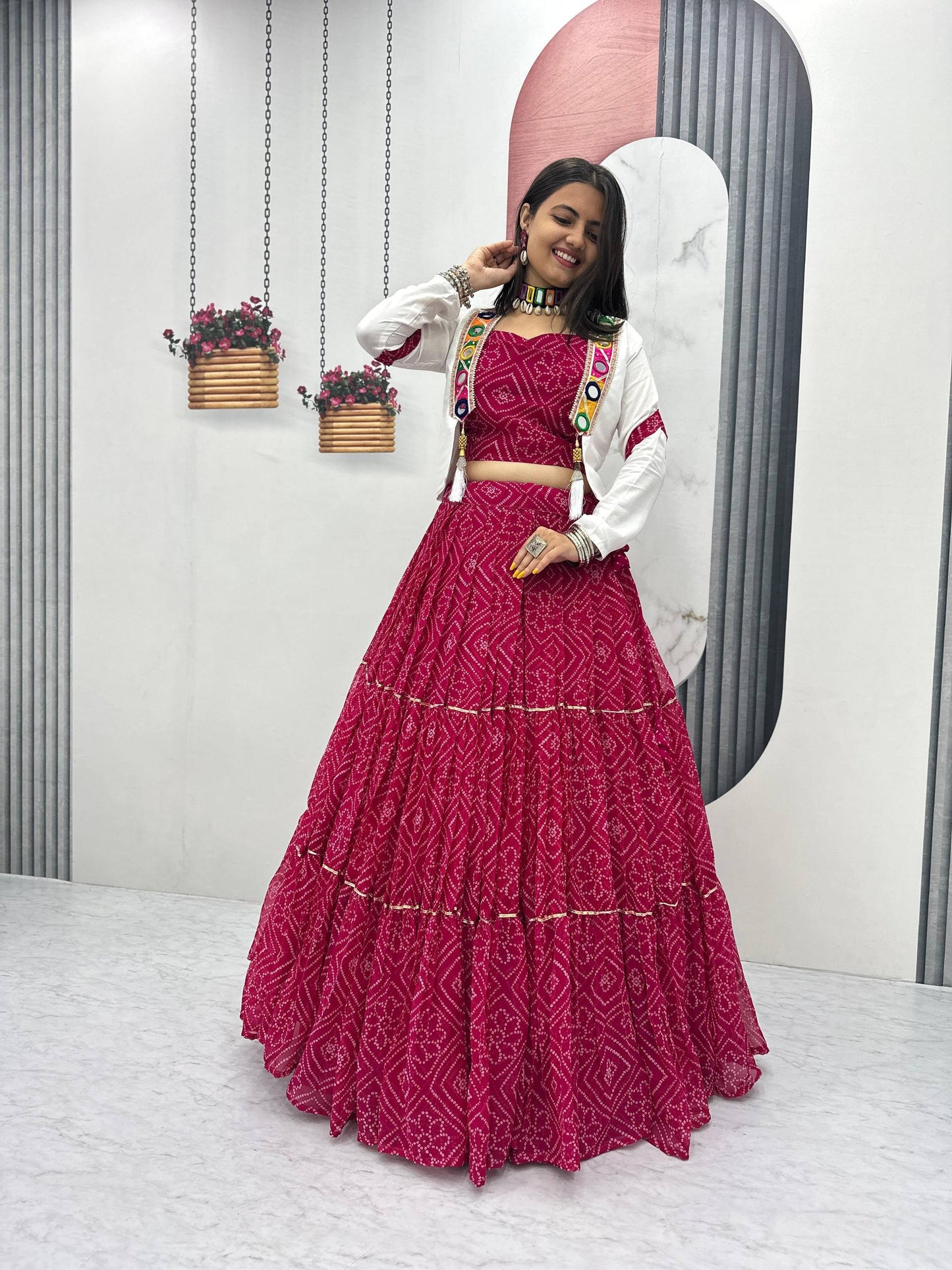 Avni in Bandhani Beauty Pink Lehenga Choli