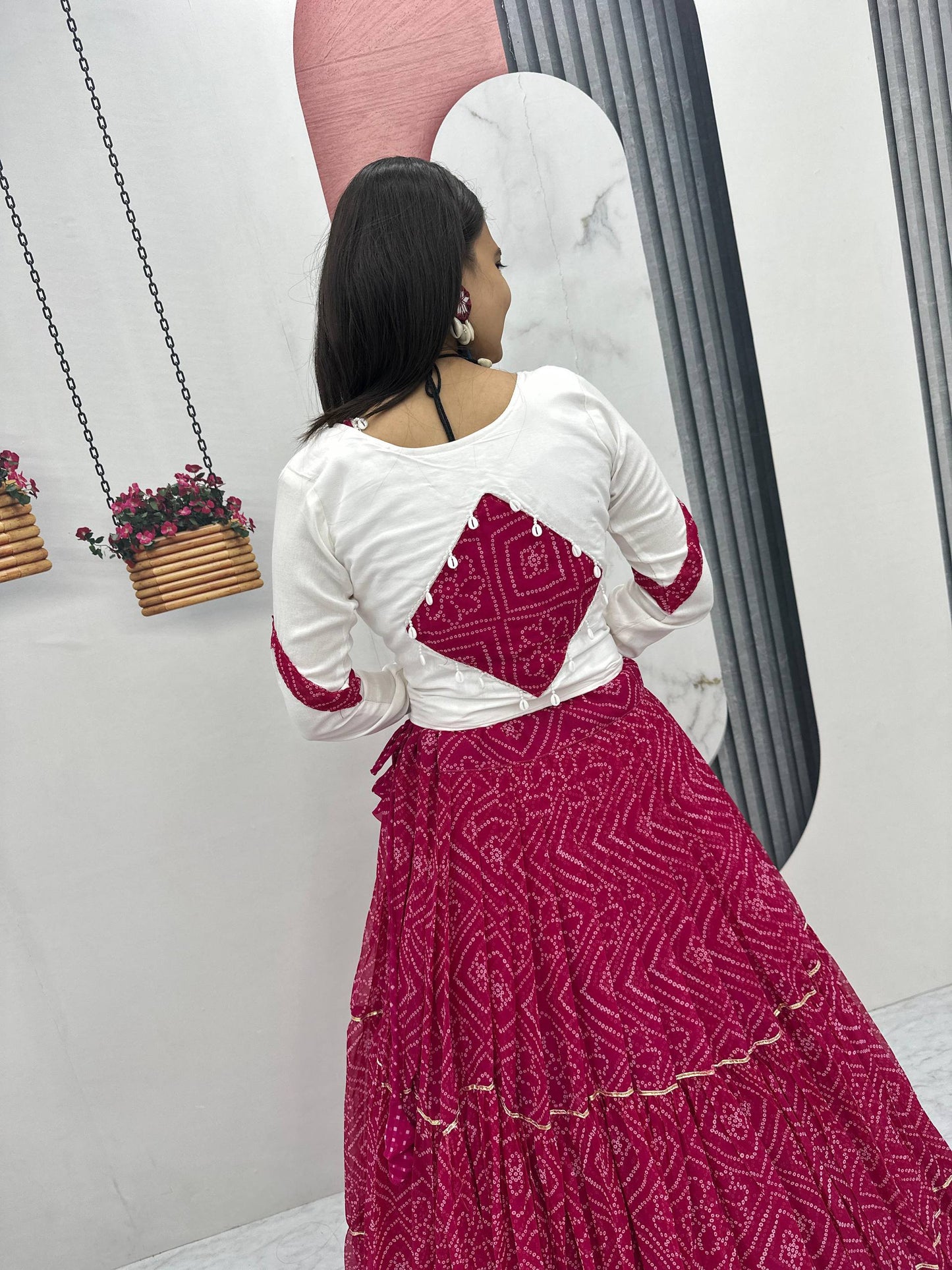 Avni in Bandhani Beauty Pink Lehenga Choli