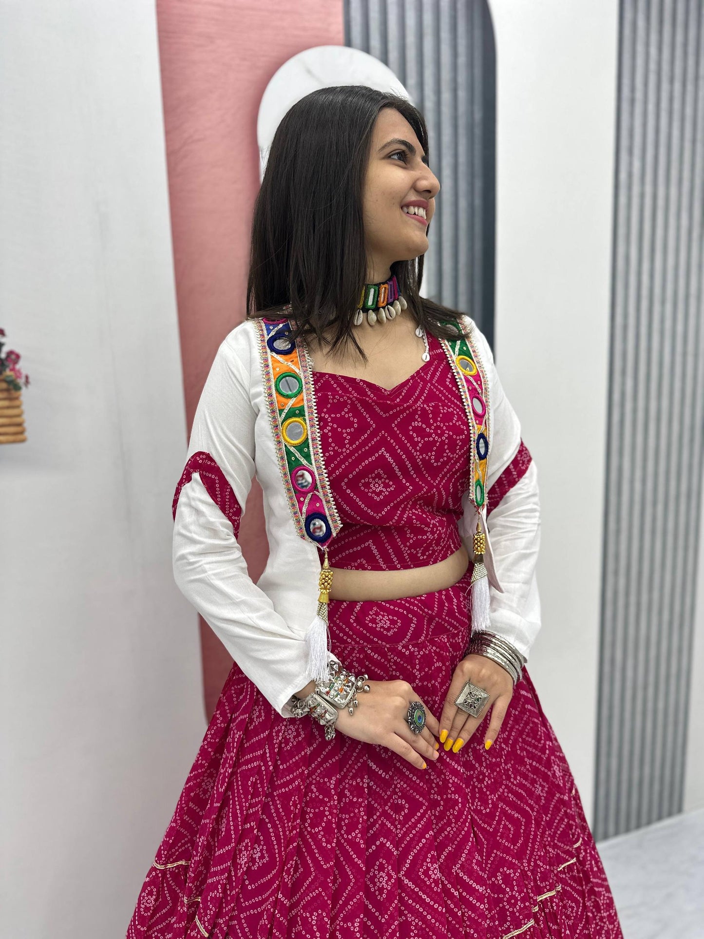 Avni in Bandhani Beauty Pink Lehenga Choli