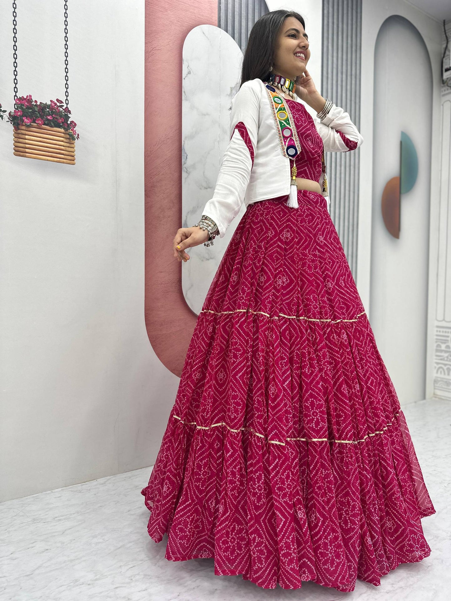 Avni in Bandhani Beauty Pink Lehenga Choli