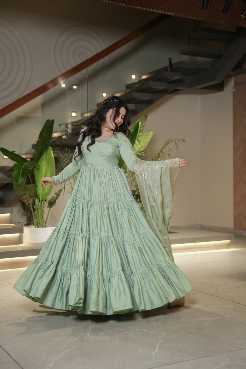 Aarvika Romansilk Chanderi Beautiful Anarkali