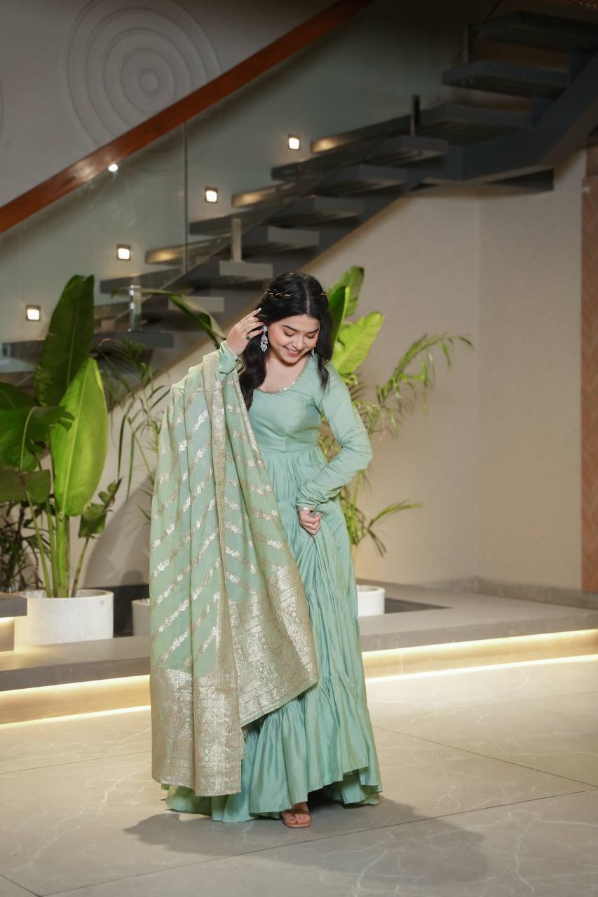 Aarvika Romansilk Chanderi Beautiful Anarkali