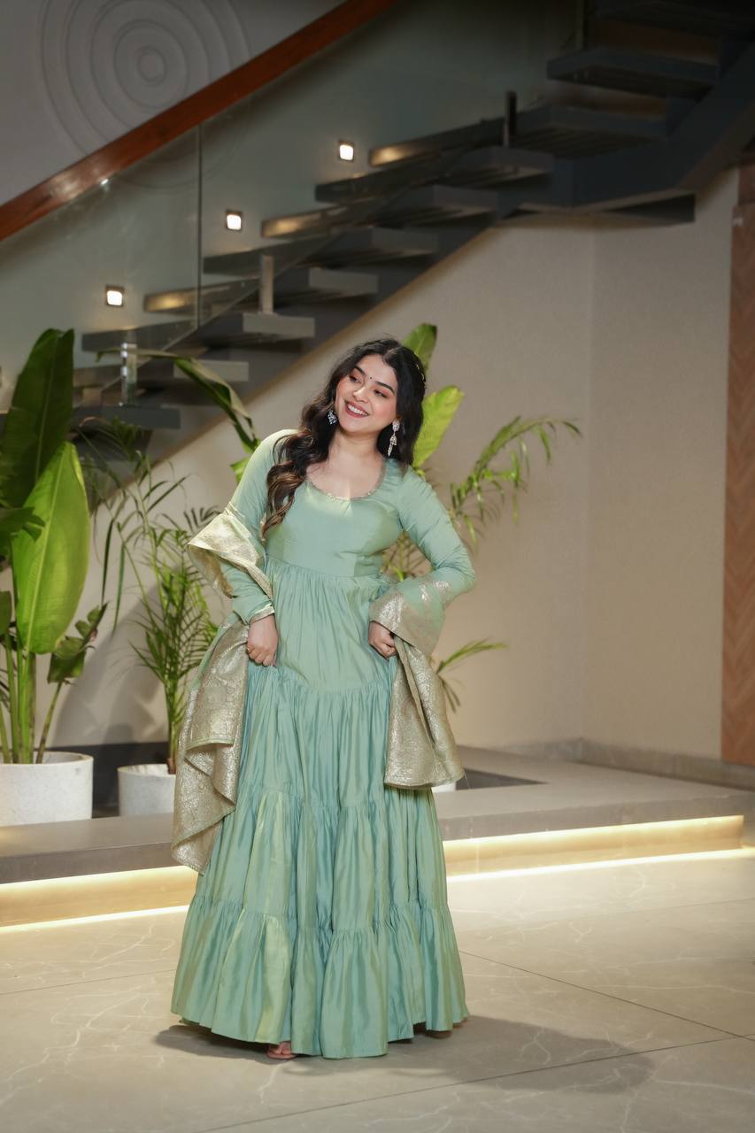 Aarvika Romansilk Chanderi Beautiful Anarkali