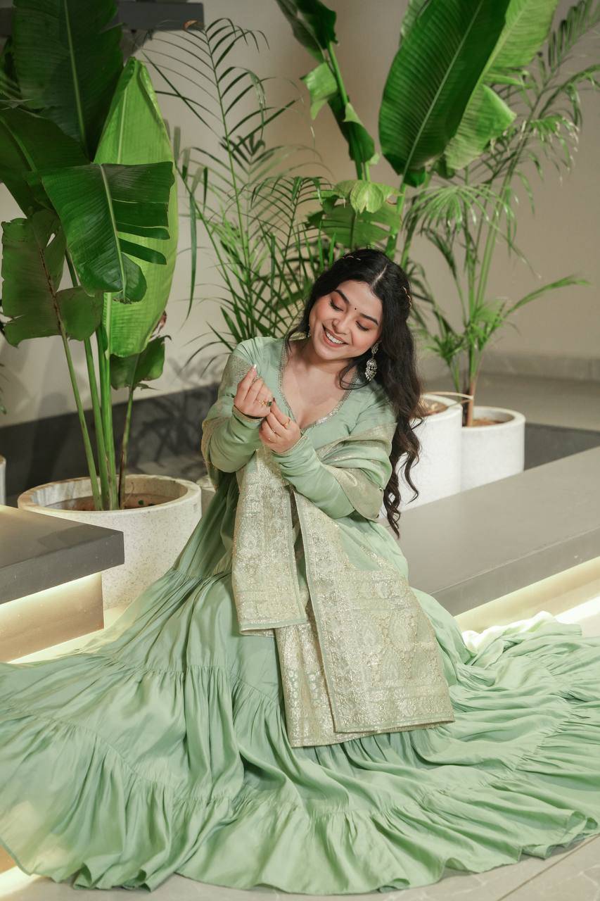 Aarvika Romansilk Chanderi Beautiful Anarkali