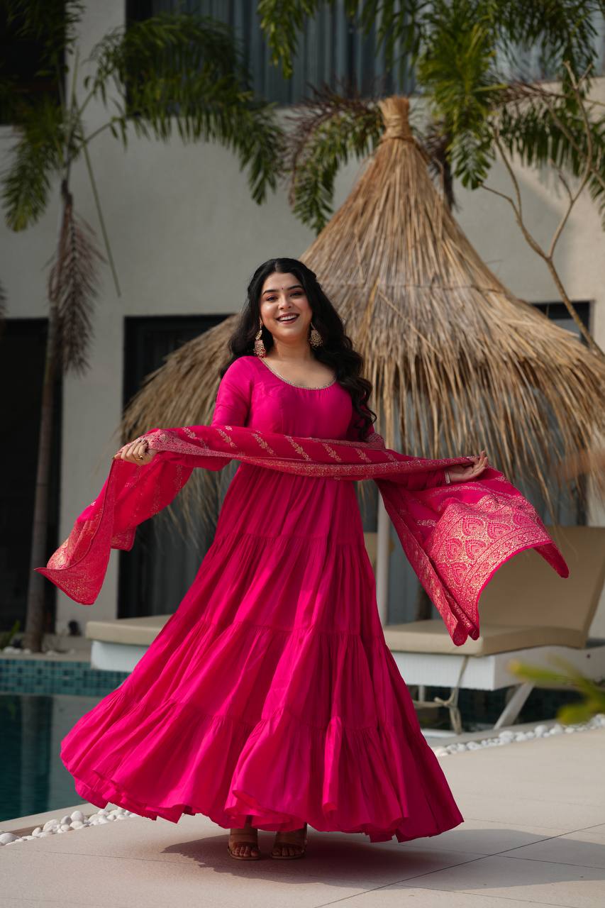 Aarvika Romansilk Chanderi Beautiful Anarkali