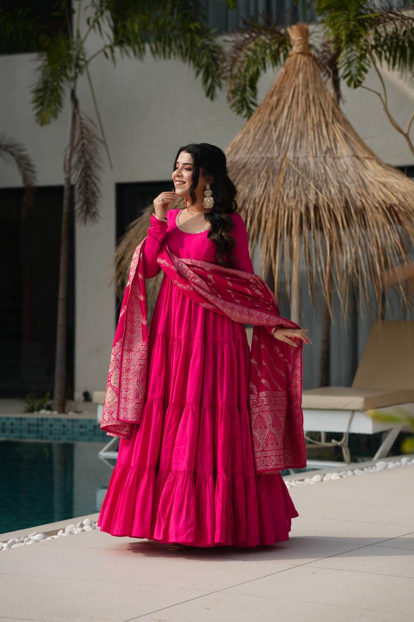 Aarvika Romansilk Chanderi Beautiful Anarkali