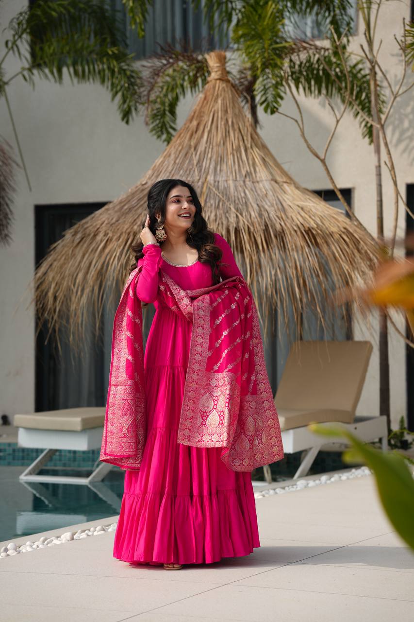 Aarvika Romansilk Chanderi Beautiful Anarkali