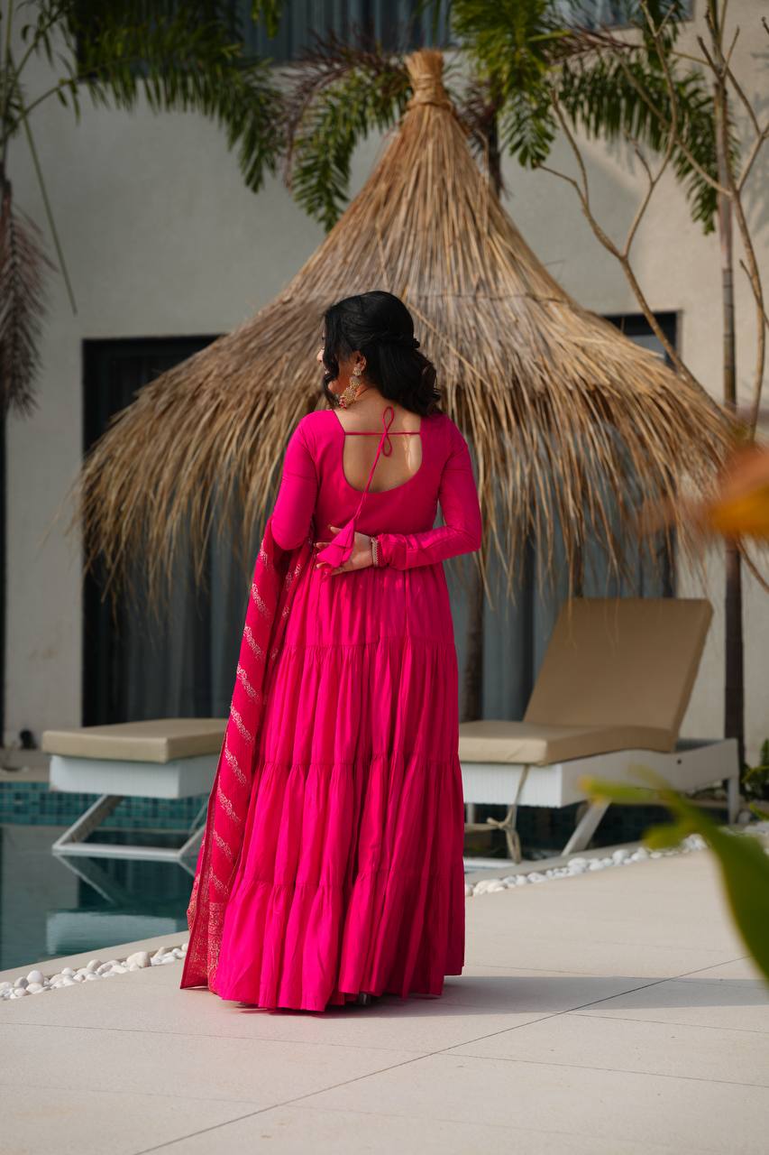 Aarvika Romansilk Chanderi Beautiful Anarkali