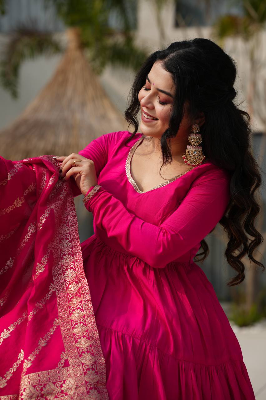 Aarvika Romansilk Chanderi Beautiful Anarkali