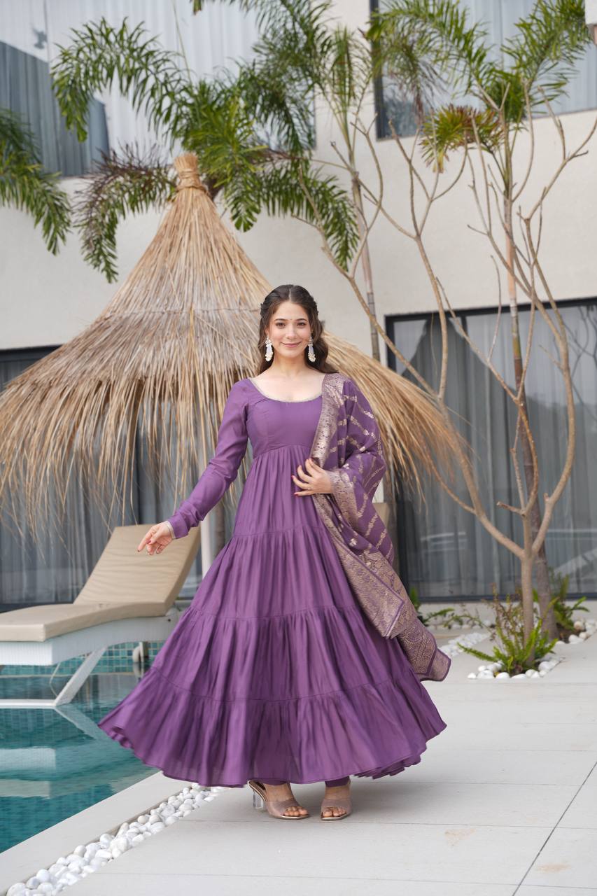 Aarvika Romansilk Chanderi Beautiful Anarkali