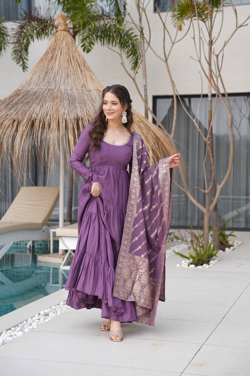 Aarvika Romansilk Chanderi Beautiful Anarkali