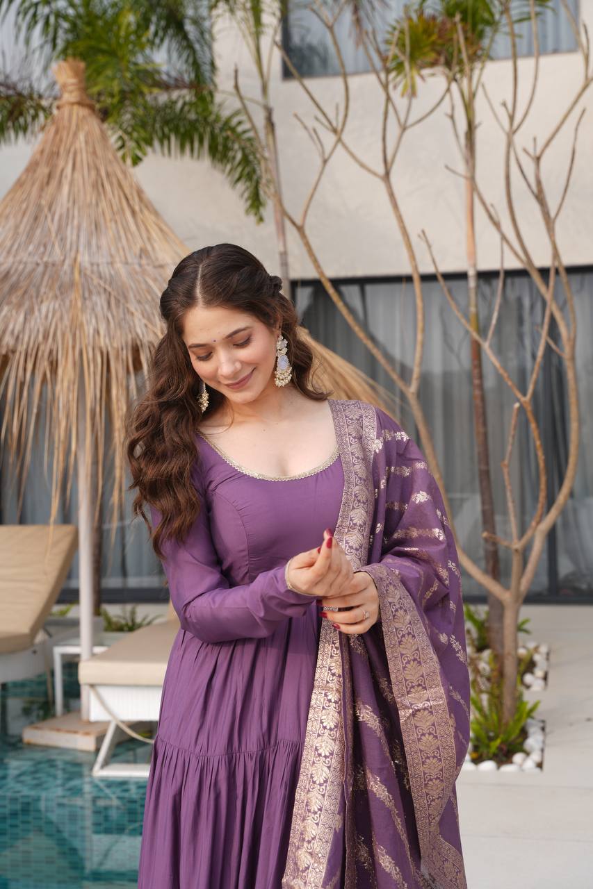 Aarvika Romansilk Chanderi Beautiful Anarkali
