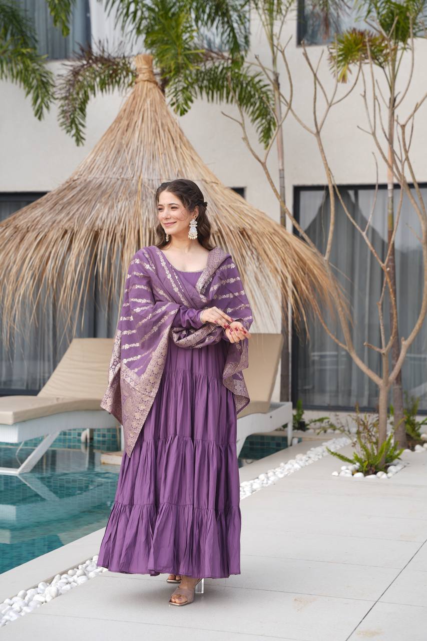 Aarvika Romansilk Chanderi Beautiful Anarkali