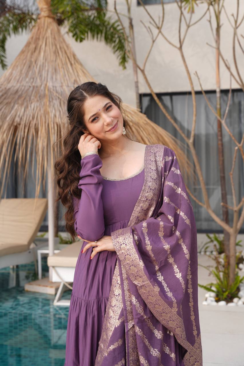Aarvika Romansilk Chanderi Beautiful Anarkali