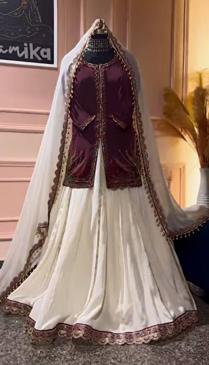 Zinnia Beautiful Natural Crep Silk Lehenga Set