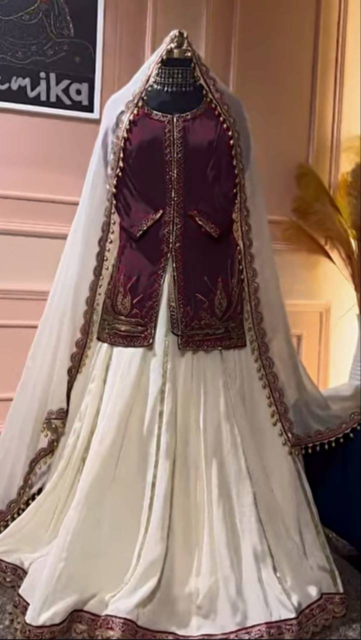 Zinnia Beautiful Natural Crep Silk Lehenga Set