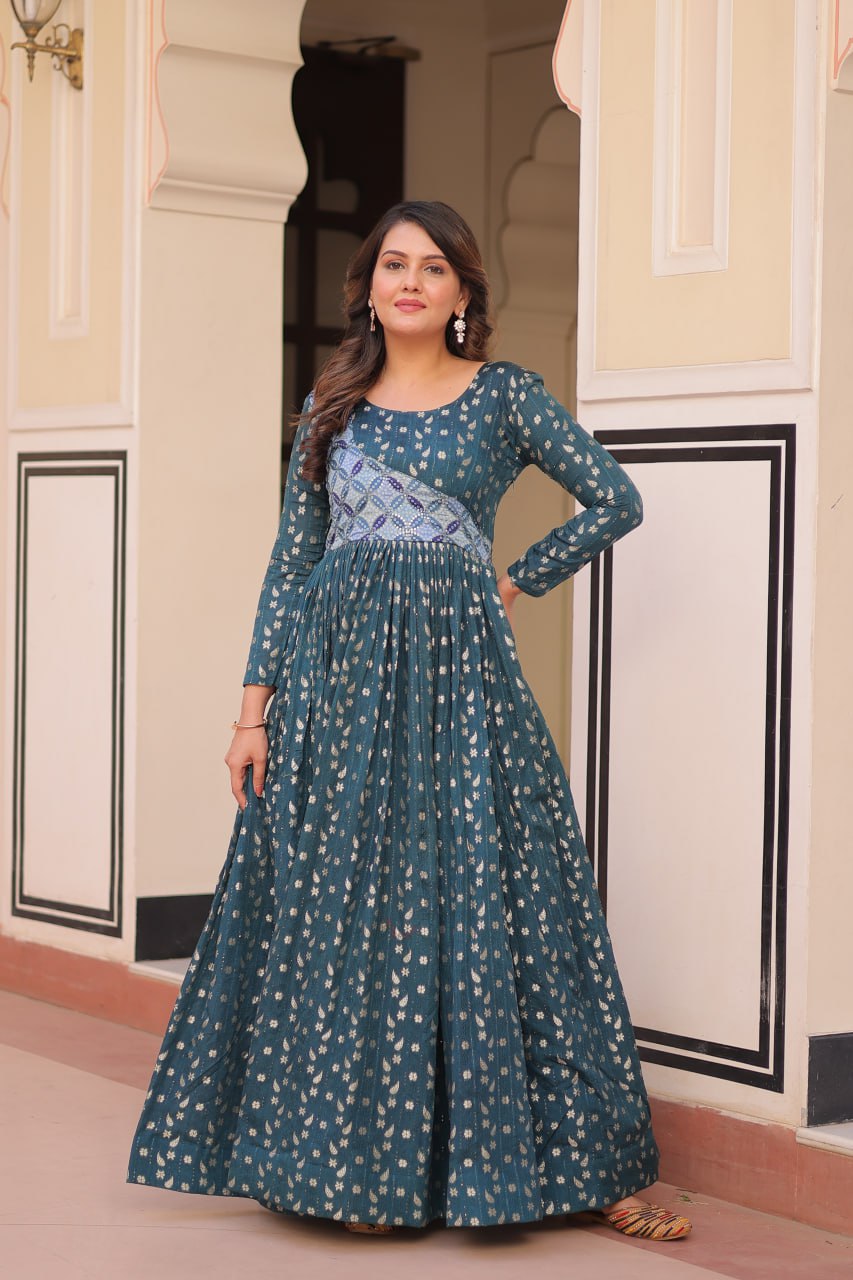 Aavya Beautiful Designer Staple Jequard Weaving work Gown