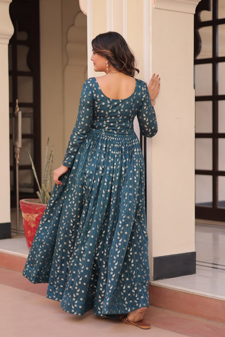 Aavya Beautiful Designer Staple Jequard Weaving work Gown
