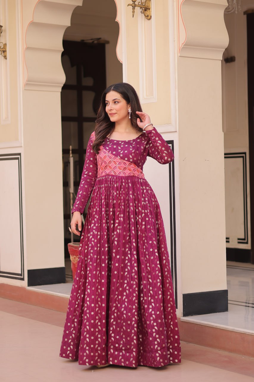 Aavya Beautiful Designer Staple Jequard Weaving work Gown