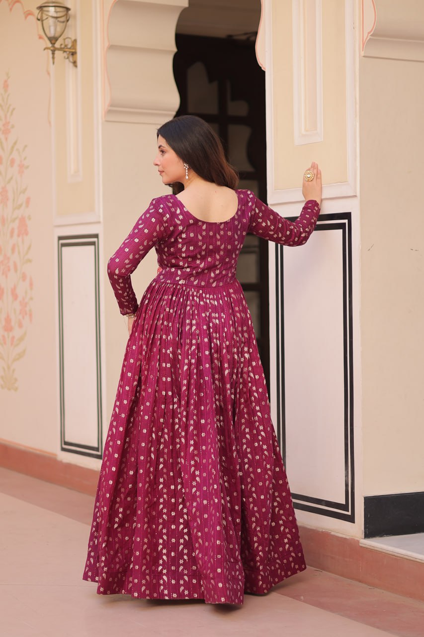 Aavya Beautiful Designer Staple Jequard Weaving work Gown