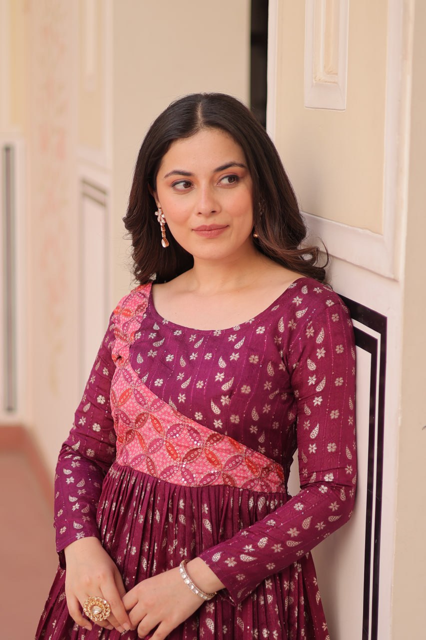 Aavya Beautiful Designer Staple Jequard Weaving work Gown