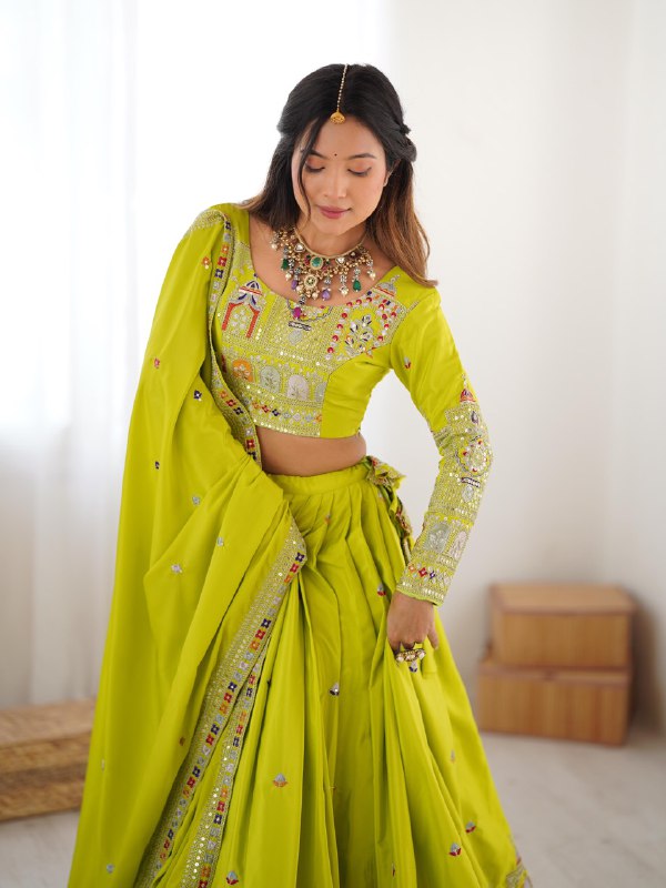 Raang Mahal Natural Crep silk Embroidered Lehenga Choli