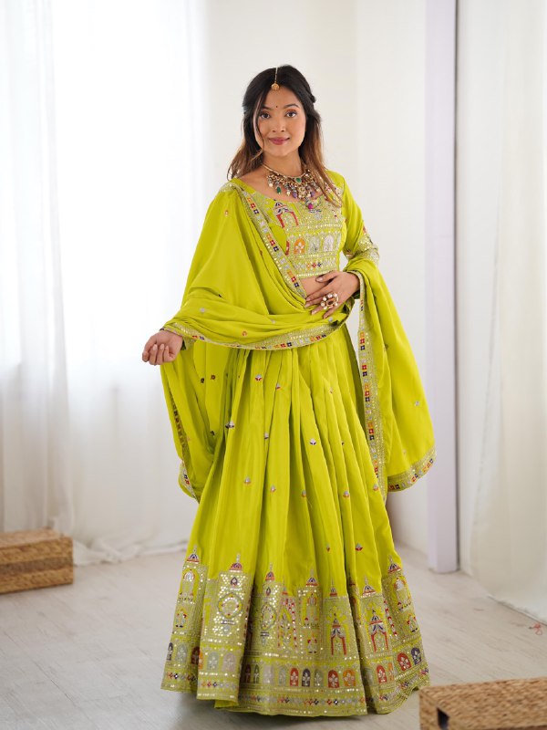 Raang Mahal Natural Crep silk Embroidered Lehenga Choli