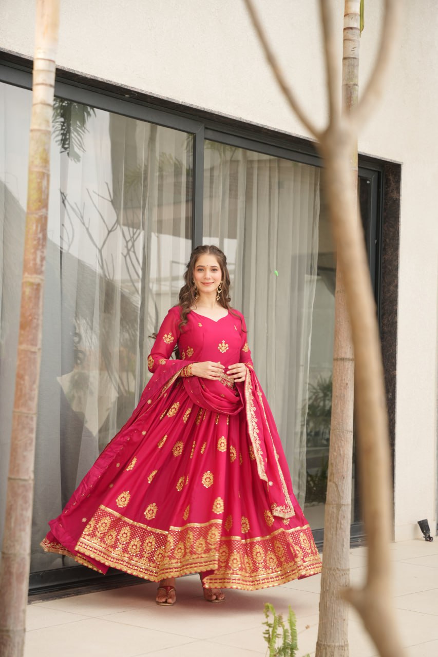 Ariana Star Georgette with Embroidery Zari Sequins-work Gown