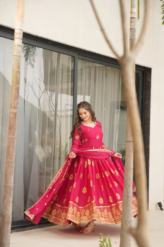Ariana Star Georgette with Embroidery Zari Sequins-work Gown