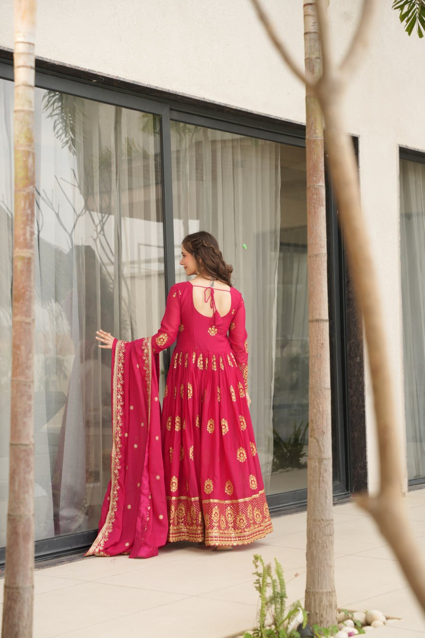 Ariana Star Georgette with Embroidery Zari Sequins-work Gown