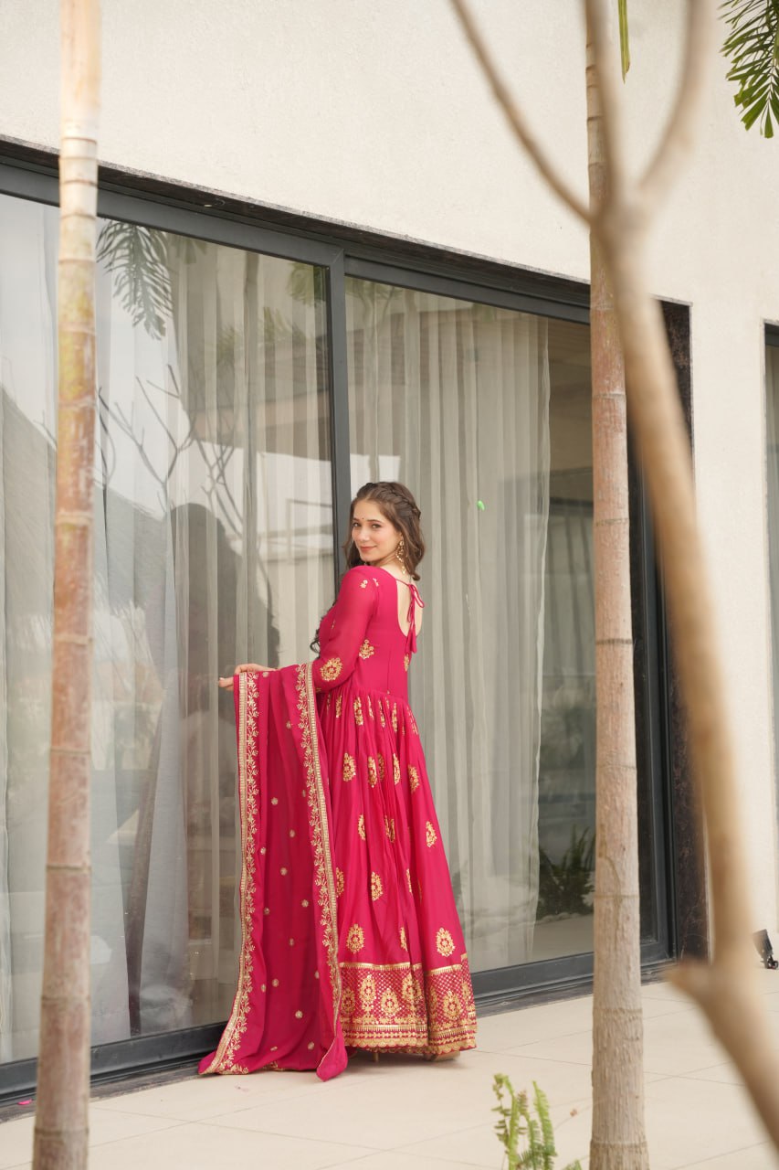 Ariana Star Georgette with Embroidery Zari Sequins-work Gown