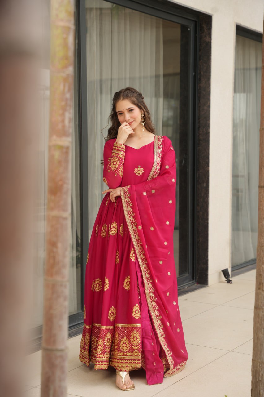 Ariana Star Georgette with Embroidery Zari Sequins-work Gown