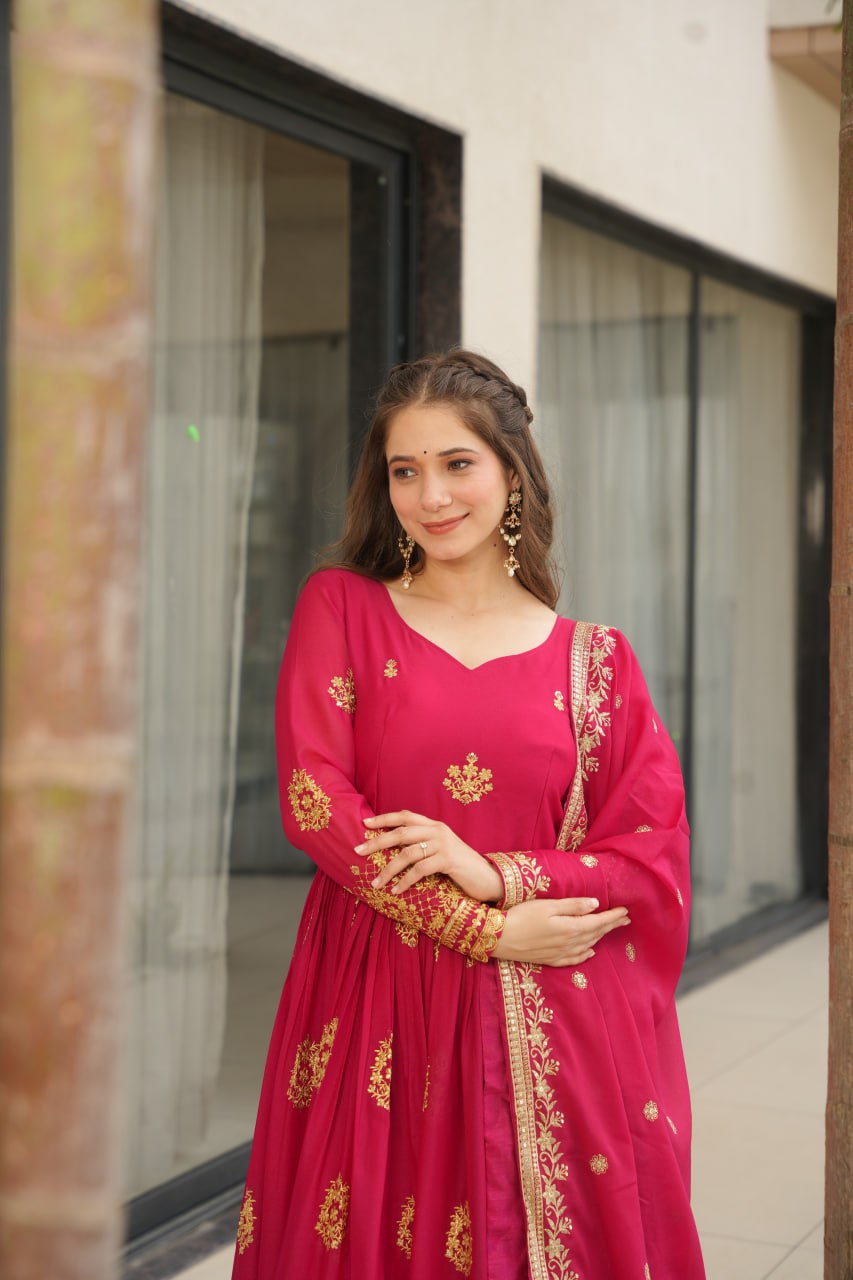 Ariana Star Georgette with Embroidery Zari Sequins-work Gown