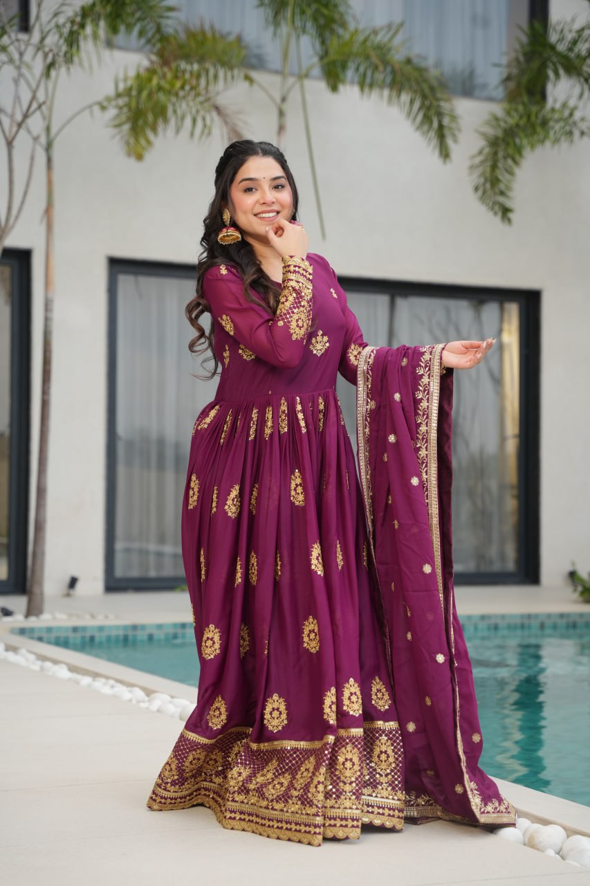 Ariana Star Georgette with Embroidery Zari Sequins-work Gown