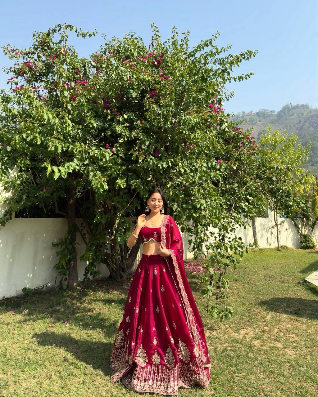 Crimson Grace Aadhya’s Royal Bloom Lahenga Set