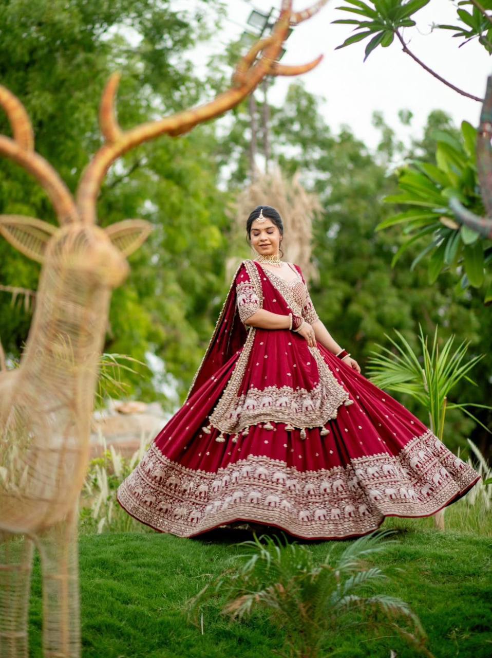 Inara Scarlet Traditions Red Fox Georgette lehenga set