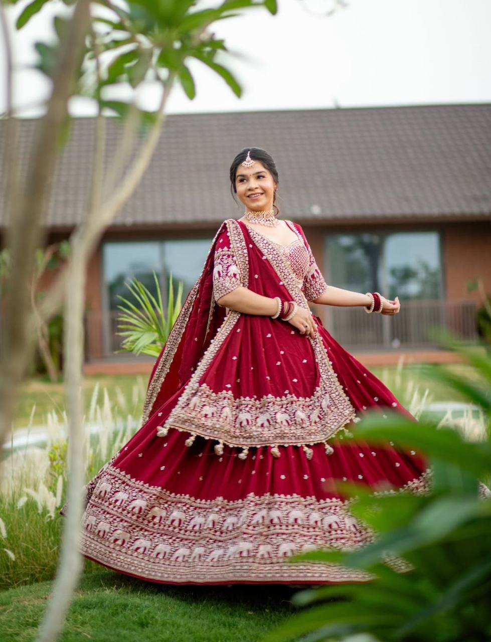 Inara Scarlet Traditions Red Fox Georgette lehenga set