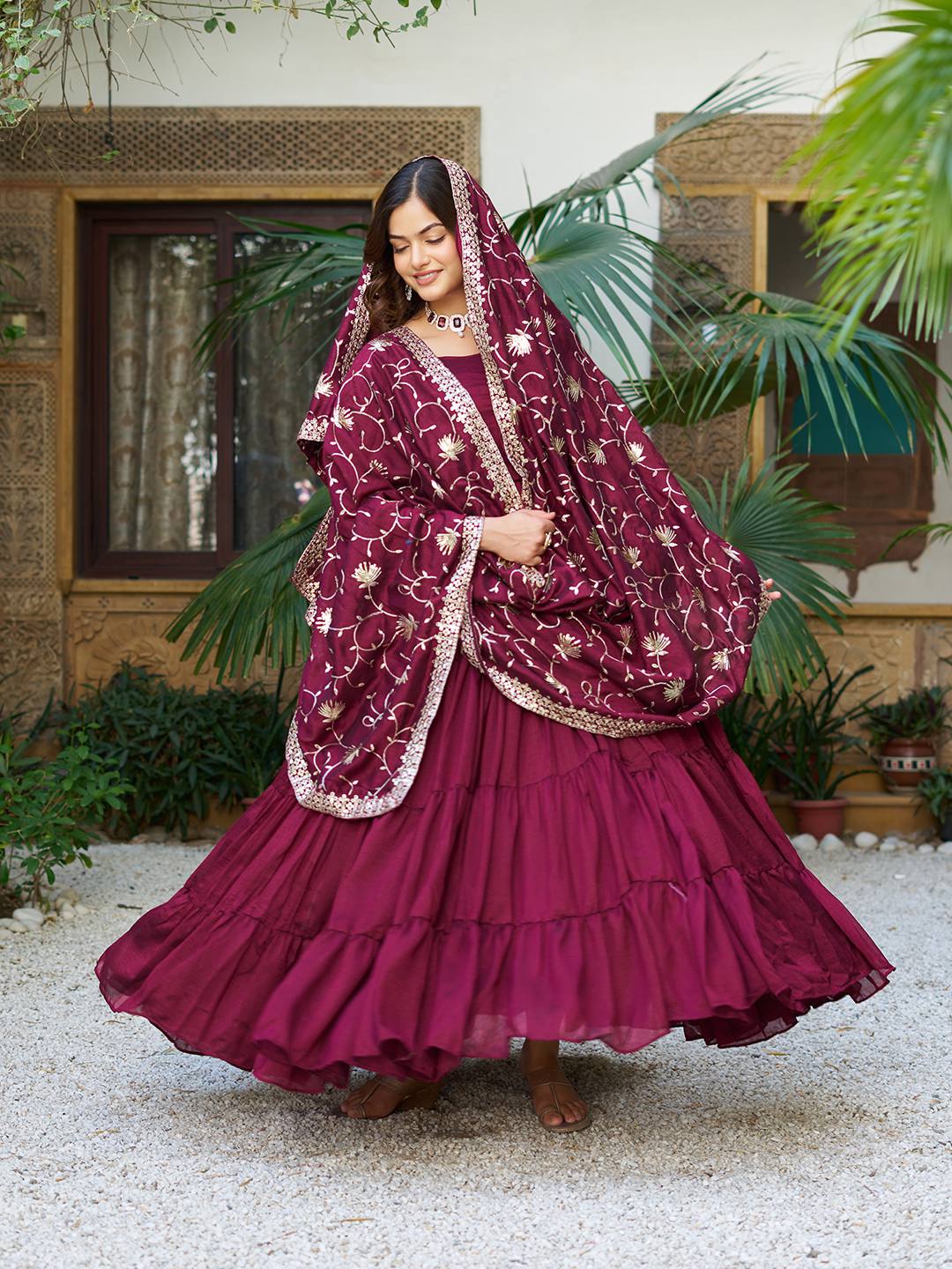 Vianya Royal Vichitra silk Gown With Hevy Duptta