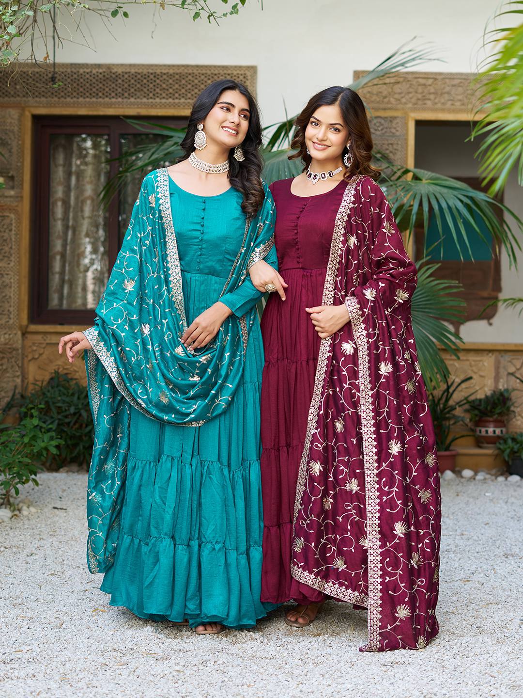 Vianya Royal Vichitra silk Gown With Hevy Duptta