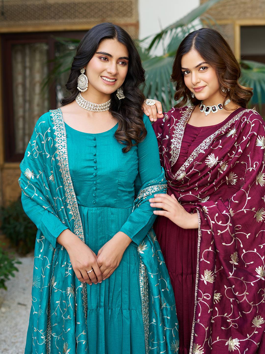 Vianya Royal Vichitra silk Gown With Hevy Duptta