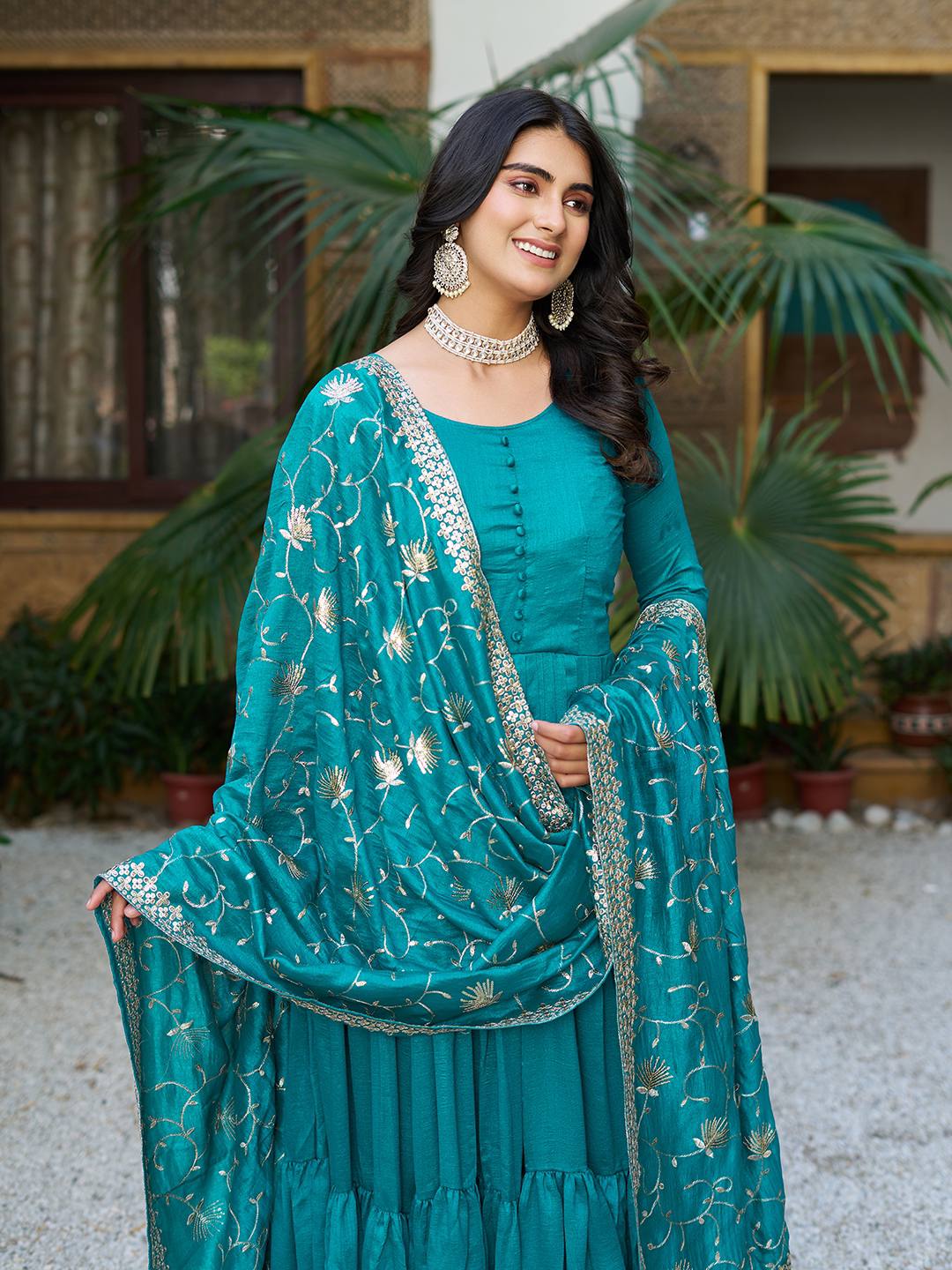 Vianya Royal Vichitra silk Gown With Hevy Duptta