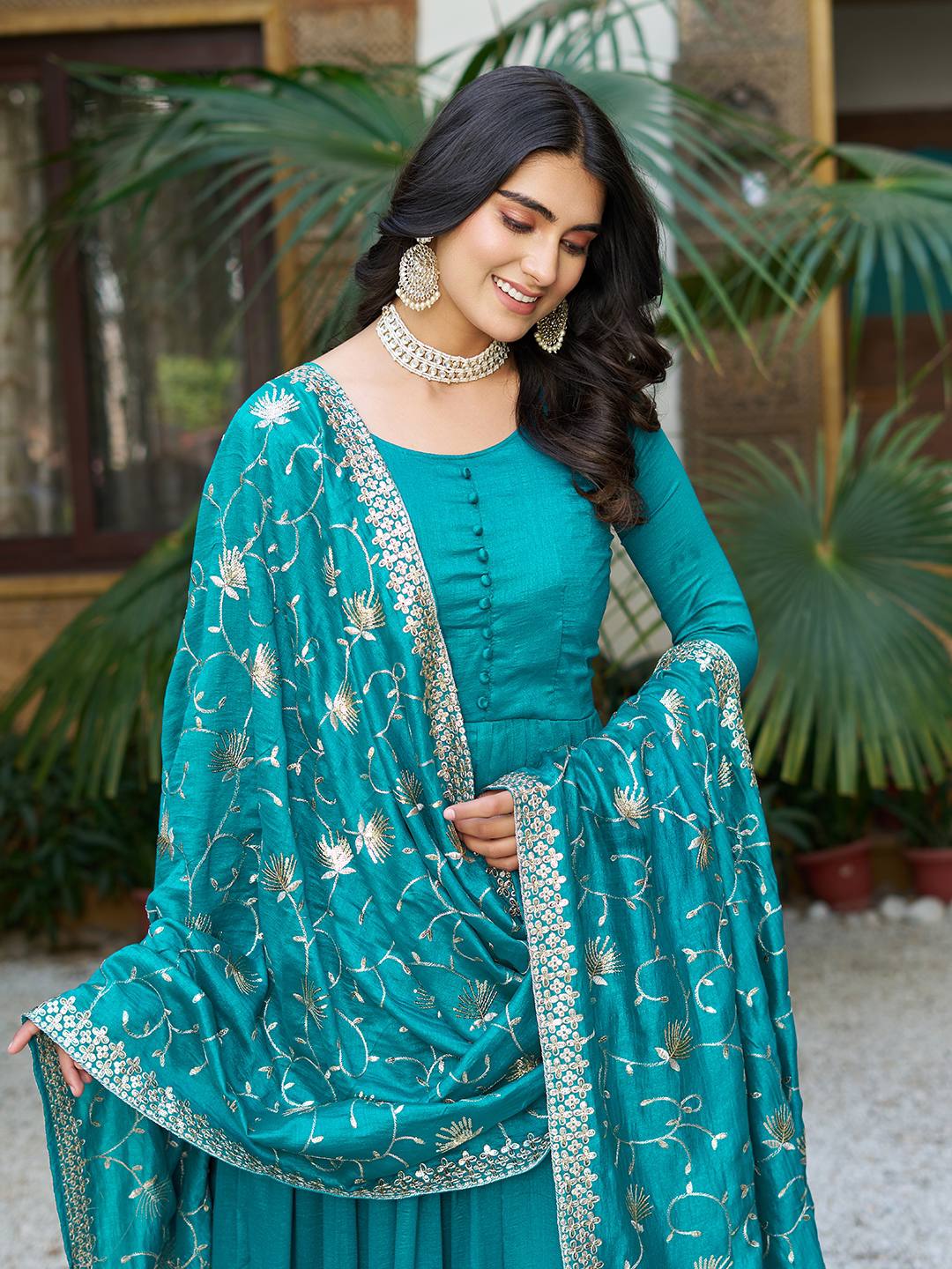 Vianya Royal Vichitra silk Gown With Hevy Duptta