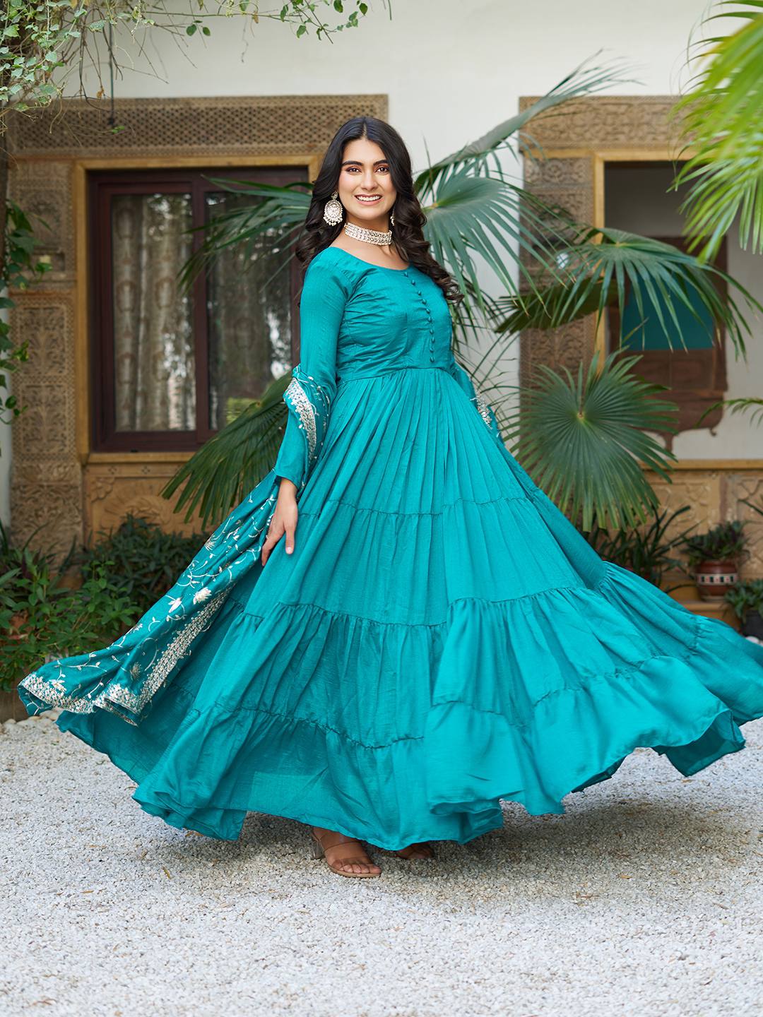 Vianya Royal Vichitra silk Gown With Hevy Duptta