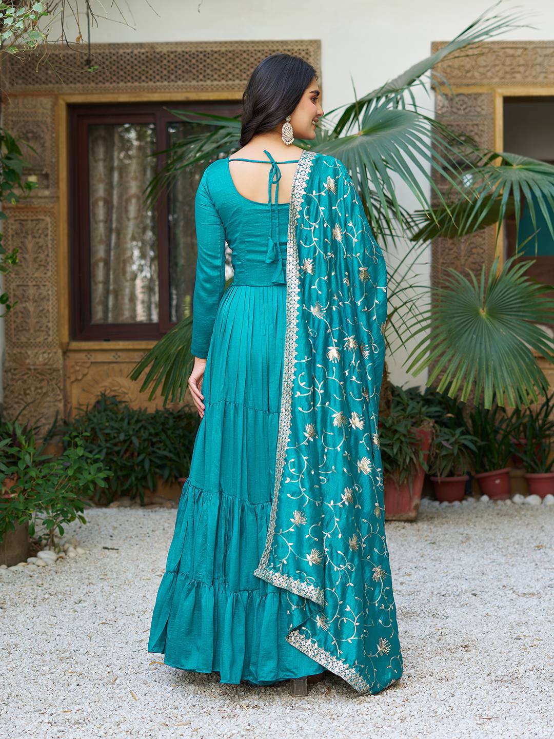 Vianya Royal Vichitra silk Gown With Hevy Duptta