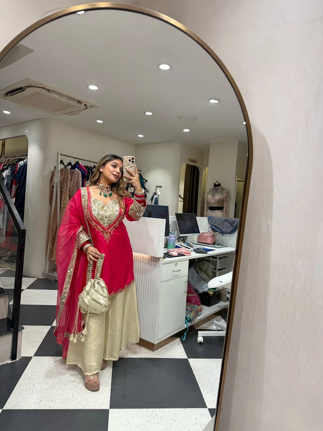 Noor-e-Zari Golden Blush Sharara Suit