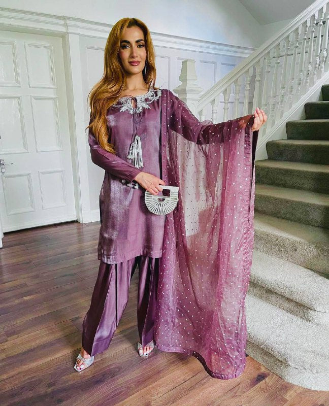Aarna Royal Natural Crepe Party Wear Farshi Suit Set