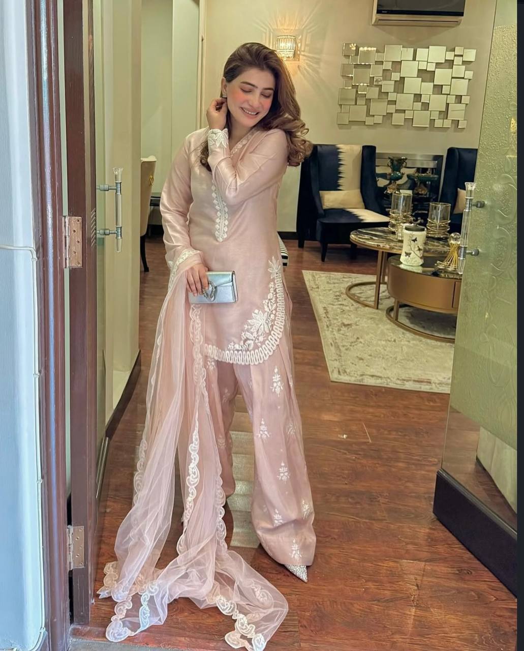 Nisha's Blush Dreamy Pink Ensemble Ready To Wear Suit Set