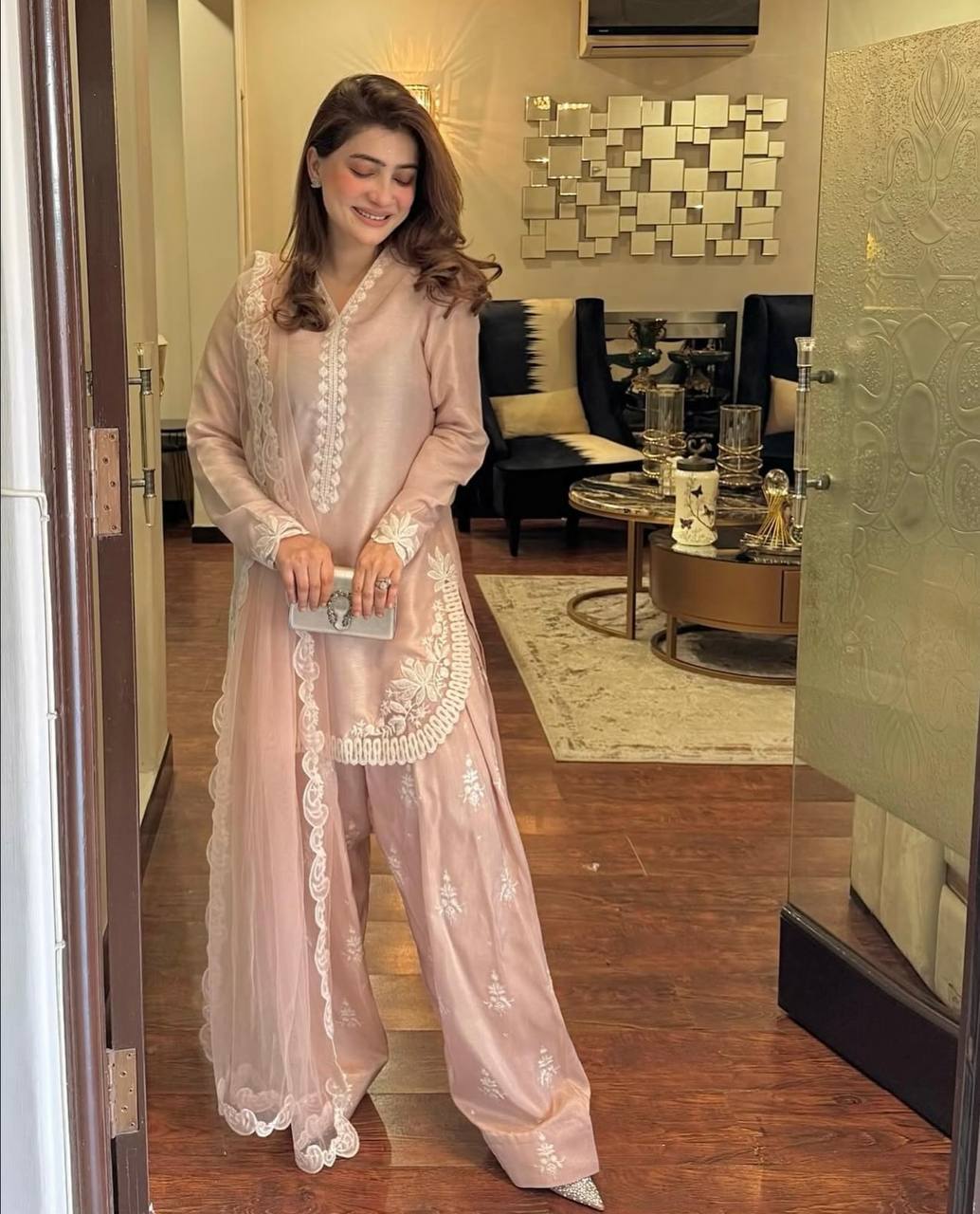 Nisha's Blush Dreamy Pink Ensemble Ready To Wear Suit Set